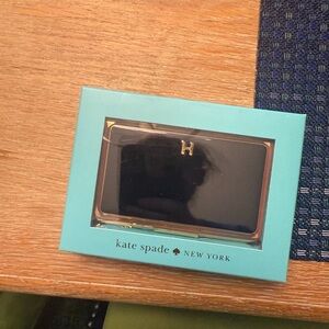 KATE SPADE BUSINESS CARD HOLDER 
"H" Black and gold by Lenox
3.75IN